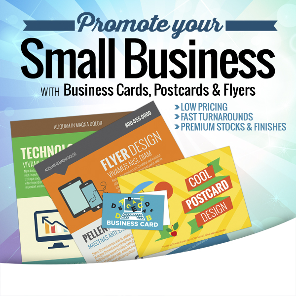 Business with Business Cards, Postcards and Flyers