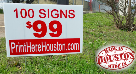 100 Custom Yard Lawn Signs for $99